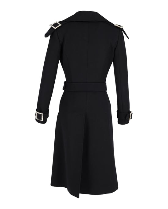 Doppelreihiger Mantel mit Gürtel aus schwarzer Wolle von Dolce & Gabbana - Image 3