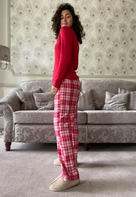 GAP Damen Pyjama Flanell Schlafset in Rot Tartan - Image 3