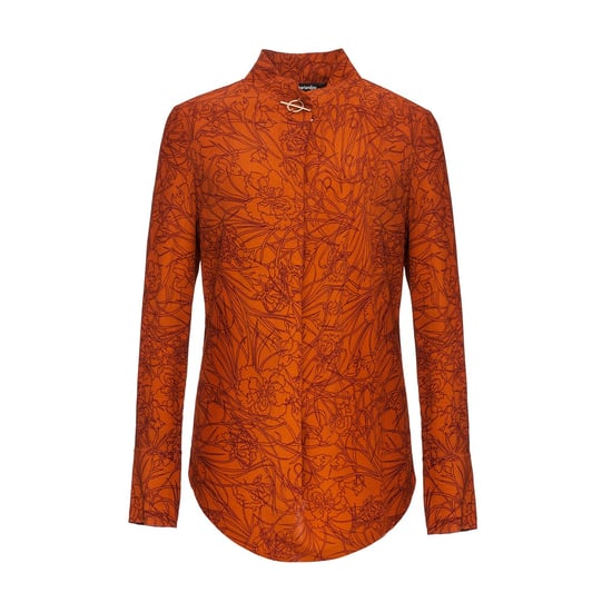 Bluse mit überkreuztem Kragen und linearem Blumendruck - Image 5