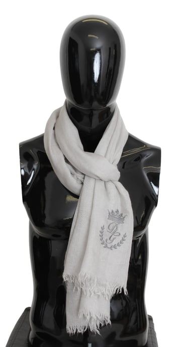 Dolce & Gabbana Men's Scarf Off White DG Crown Embroidery Neck Wrap - Image 1