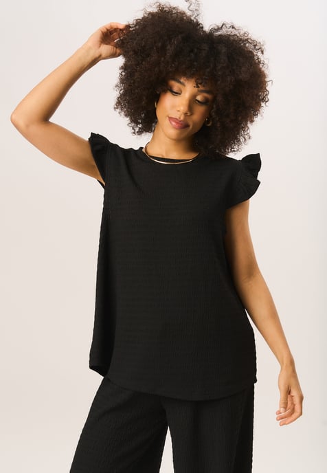 Frill Sleeves Textured Oversized Top