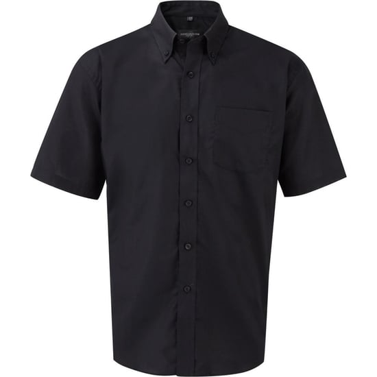 Russell Collection Oxford Herren Hemd, Kurzarm, pflegeleicht (Schwarz) - Image 1