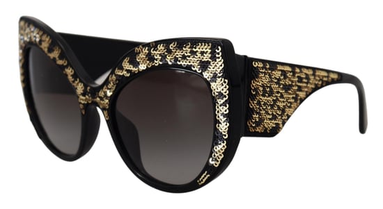 Dolce & Gabbana Black Gold Sequin Butterfly Polarized DG4326 Women's Sunglasses
