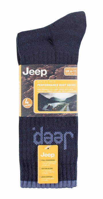 JEEP - 4 Paar Herren Anti Blister dick gepolstert Luxus Boot Socken - Image 2