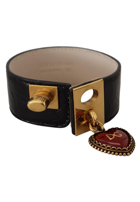 Herz-Schlusselanhanger-Armband aus schwarzem Leder - Image 3