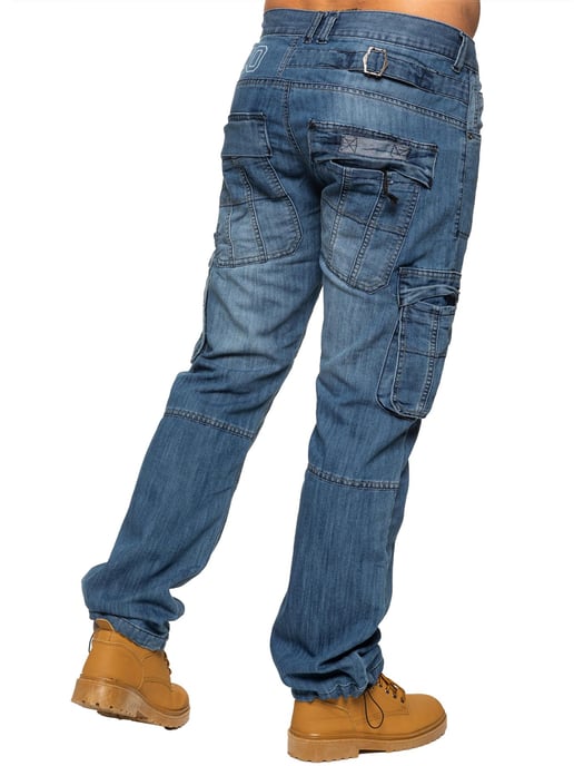 Enzo | Herren Combat Denim Jeans - Blau - Image 3