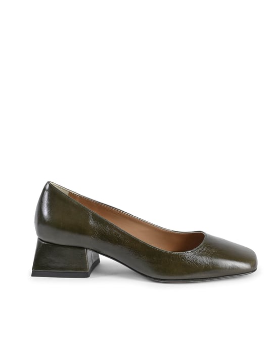 V Italia Damen Ballerina mit Absatz Sofia Naplack Verde Bottiglia - Image 1