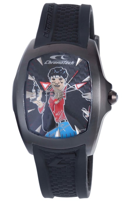 Chronotech Black Leather Watch
