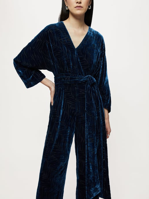 Zebra Devore Velvet Jumpsuit