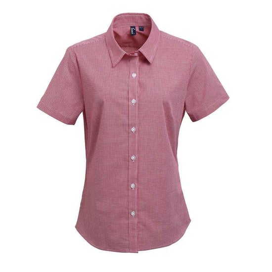 Premier Womens/Ladies Gingham Short-Sleeved Shirt (Rot/Weiß) - Image 1