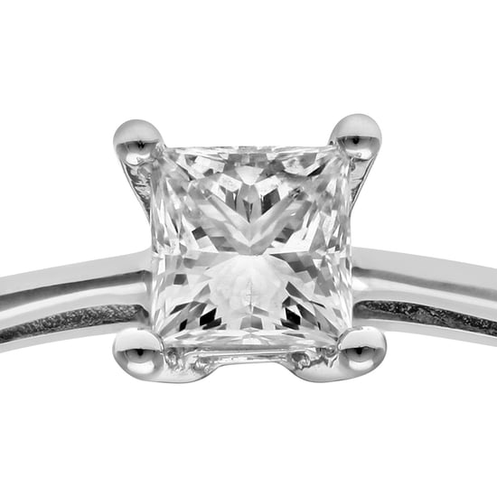 Bague de fiançailles en or blanc 18 carats 1/3 carat certifié J/I avec diamant taille princesse - Image 4