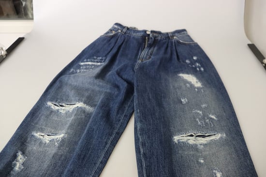Dolce & Gabbana Blau Gefärbte Hohe Taillenlockere Damenhose - Image 6