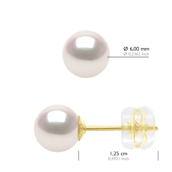 Ohrringe aus Gelbgold 750 und echten Akoya-Zuchtperlen, zertifiziert aus Japan, rund, 6–7 mm - Image 2