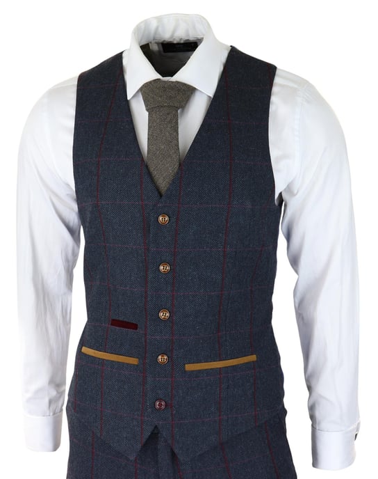 Herren Hahnentritt Tweed Anzug 3-teilig Marineblau Peaky Blinders 1920er Jahre Maßgeschneiderte Passform - Image 3