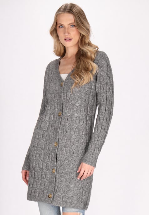 Dreimaster Cardigan Damen Grau Melange - Image 3