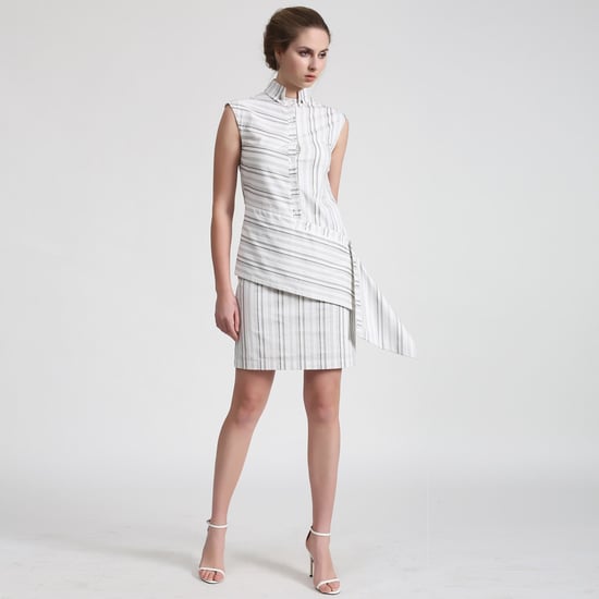 Strukturiertes Hemdkleid mit abnehmbaren Ärmeln - Image 1