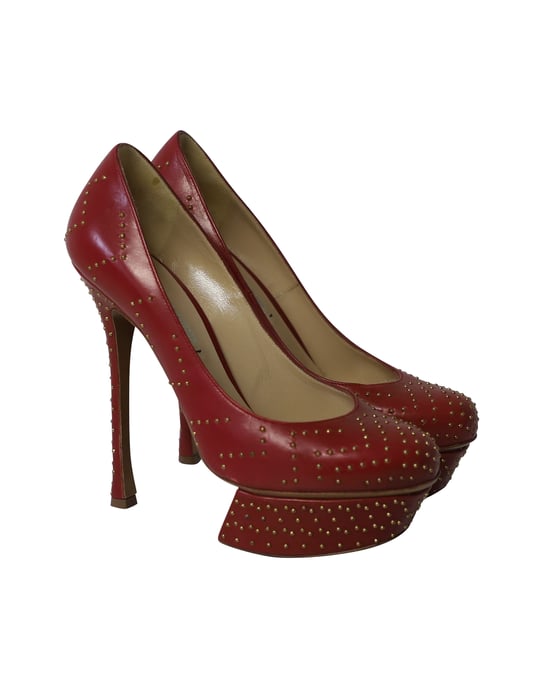Nicholas Kirkwood Nieten-Plattform-Pumps mit hohen Absätzen aus rotem Leder - Image 3
