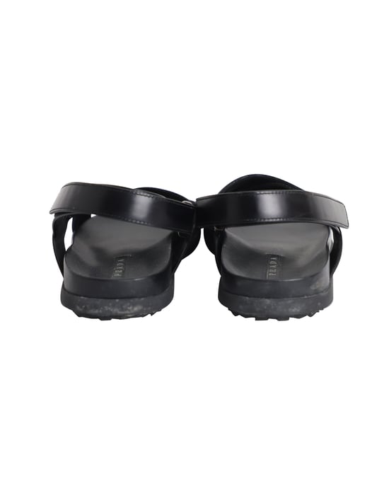 Prada Logo Riemen Überkreuz Sandalen aus schwarzem Leder - Image 4