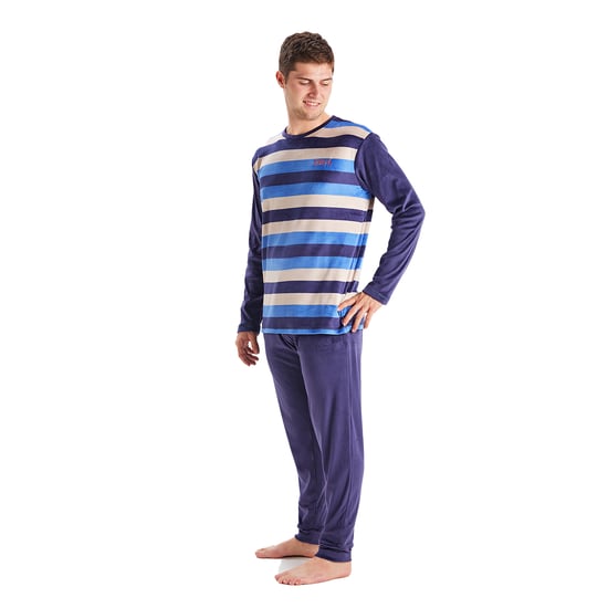 Men's long-sleeved round-neck velvet pajamas MU3