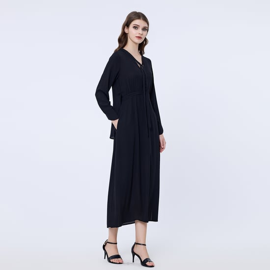 Langes Blusen-Kleid mit V-Ausschnitt - Image 2