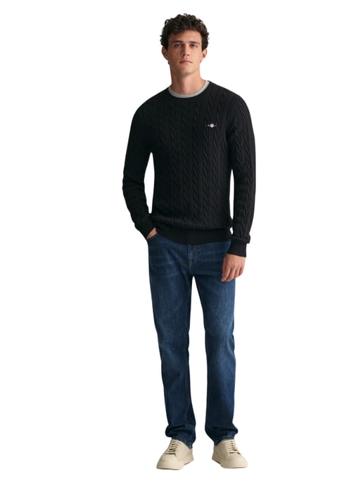 GANT Herren Baumwolle Kabel stricken Rundhalsausschnitt Pullover - Image 5