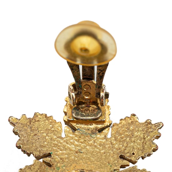 Vintage Chanel Gold Plated CC Snowflake Clip On Earrings Gold - Image 4