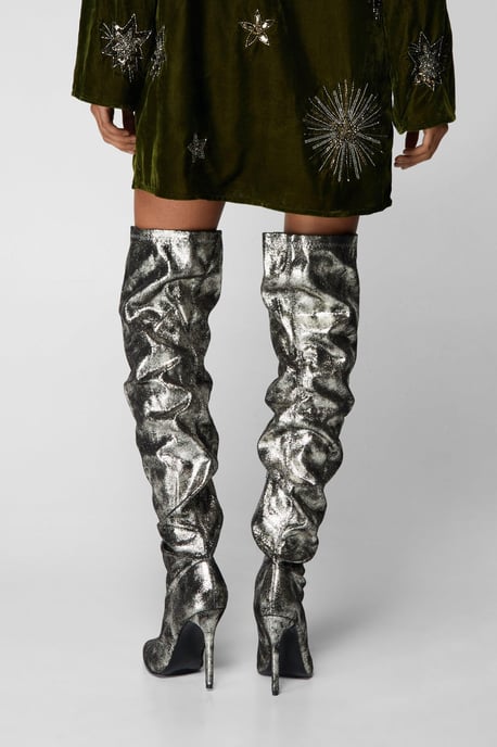 Metallic Thigh High Boots