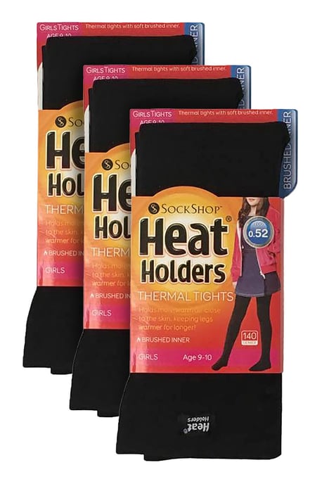 3 Paar Multipack Mädchen Thermostrumpfhosen für den Winter | Wärmehalter | Kinder Fleece isolierte blickdichte Strumpfhosen - Schwarz - Image 2