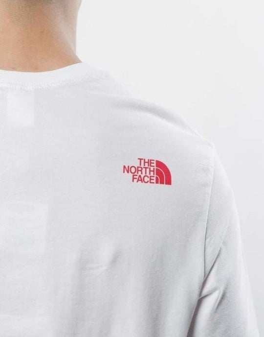 The North Face Herren Feines Kurzarm-T-Shirt Weiß/Rot - Image 6