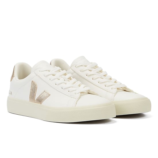 Veja Campo Platine Damen Weiß/Gold Turnschuhe - Image 1