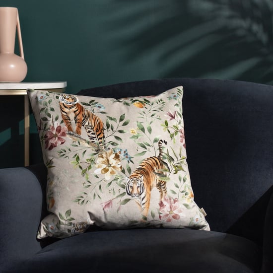 Wylder Tropics Orient Tiger Repeat Velvet Cushion Cover