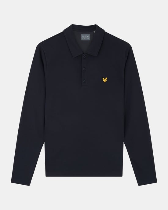 Lyle & Scott Golf Long Sleeve Technical Polo Shirt in Navy