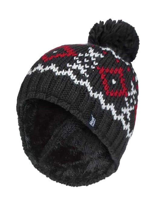Herren Fleece gefüttert Thermal Winter Warm Beanie Bommelmütze mit Pom Pom - Image 1