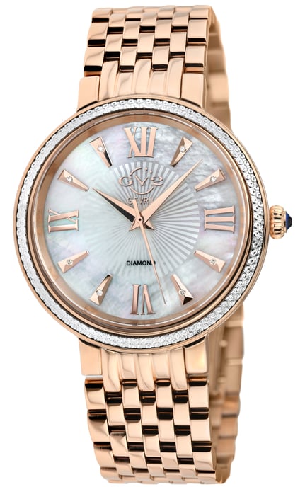 GV2 Damen Genua 12533 Schweizer Quarz Perlmutt Diamant Edelstahl Uhr - Image 1