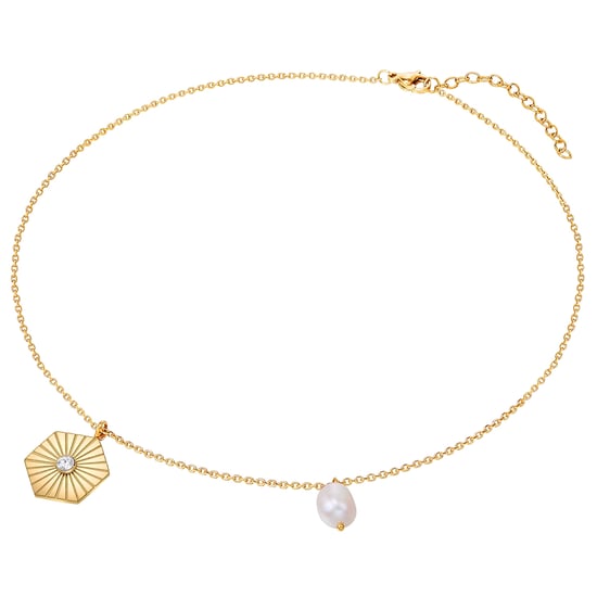 Necklace stainless steel yellow gold freshwater cultured pearl white preciosa white Valero Pearls - Image 2