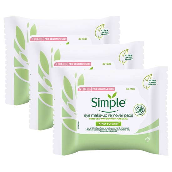 Simple Kind to Skin Eye Make-Up Remover Pads with Pro-vitamin B5, 3x 30 Pads