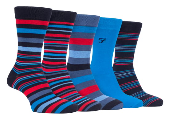 Farah - Herren 5er-Pack natürliches Bio-Bambus hell gestreift gemusterte Socken - Image 1
