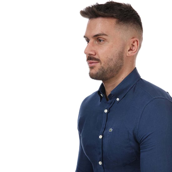 Chemise classique lin Lacoste Pour Homme en Bleu - Image 4