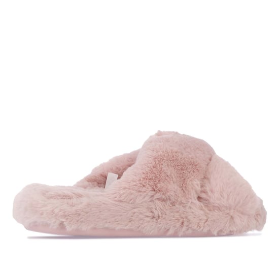 Damen Ted Baker Lopply Kunstfell Crossover Hausschuhe in Dämmerungsrosa - Image 3
