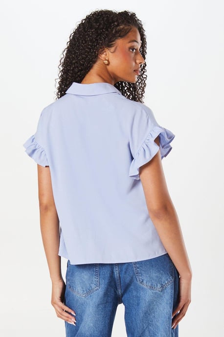 Ruffle Sleeve Button Through Shirt