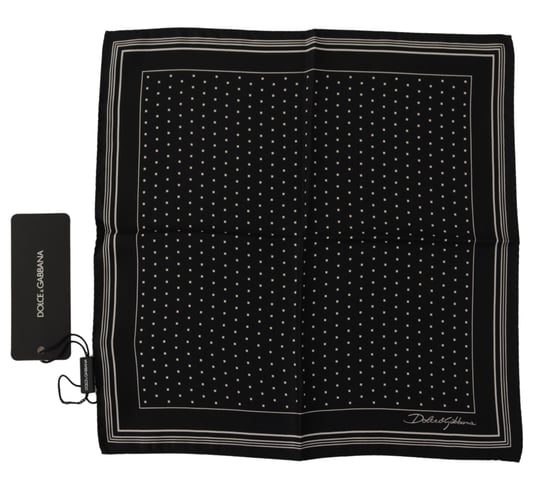 Dolce & Gabbana Black Polka Dots DG Logo Square Men's Handkerchief