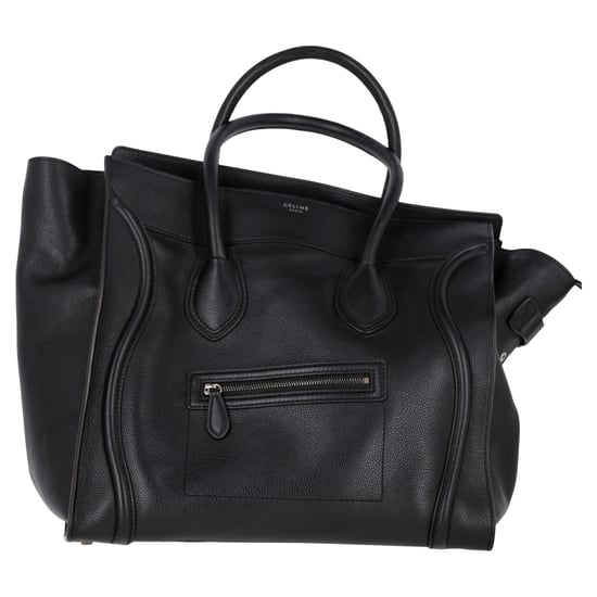 Celine Drummed Schulterreisetasche aus schwarzem Leder - Image 1