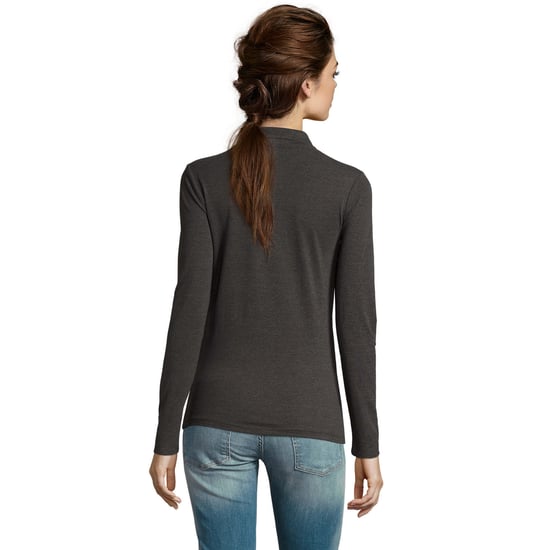 SOLS Womens/Ladies Perfect Long Sleeve Pique Polo Shirt (Charcoal Marl) - Image 3