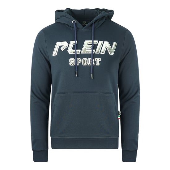 Philipp Plein Sport Silber Logo Marineblau Hoodie - Image 1