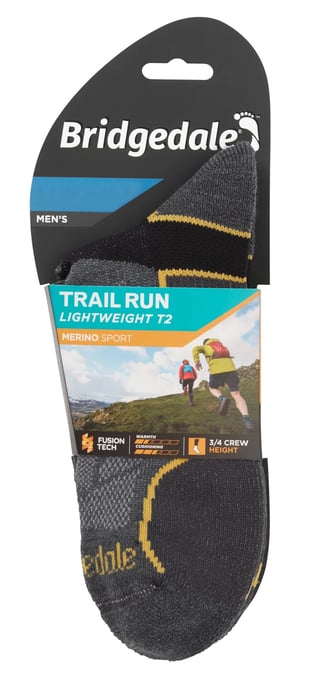 Bridgedale - Mens Running Lightweight Merino Wool Socks - Gunmetal