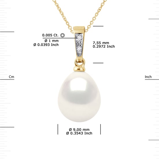DIADEMA - Anhänger - Diamanten - echte Süßwasserperlen - Weiß - Gelbgold - Image 3