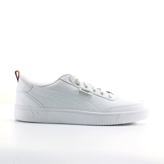 Puma Court Breaker Flag White Leather Mens Lace Up Trainers 366817 01