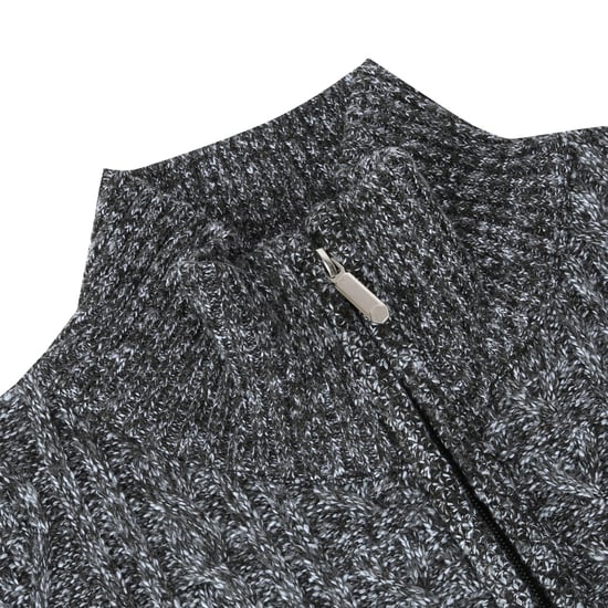 Herren Strickjacke mit Reißverschluss Cardigan Grobstrick mit Stehkragen für den Winter Dunkelgrau - Image 4