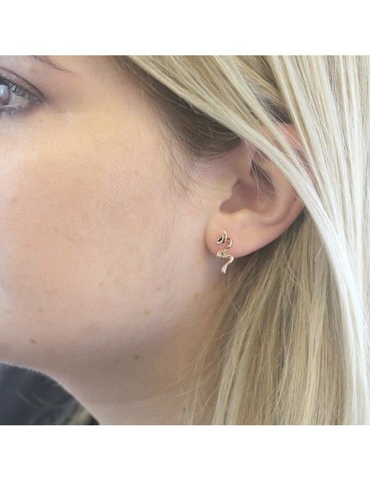 Spiralförmige Ohrringe - Rose Gold und Kristall - Image 2