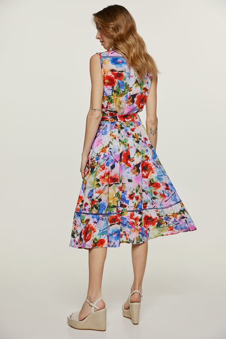 Florales ärmelloses Kleid mit Gürtel - Image 3